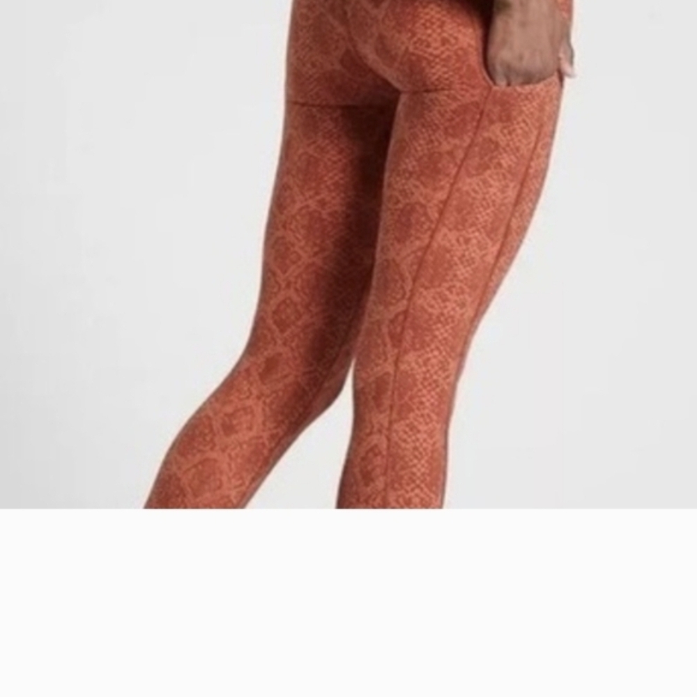 Women's Snake Print Leggings - Rust